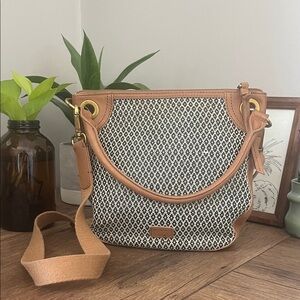 FOSSIL Tan and Black Women's Crossbody Messenger Bag